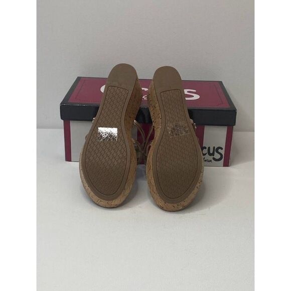 Circus Sam Edelman Cork Platform Wedge Sandals Shoe Women's‎ 6.5 Rocky Rose Gold - Picture 7 of 9